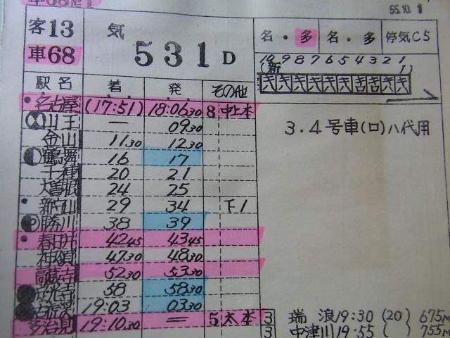 乗車口案内板 急行赤倉